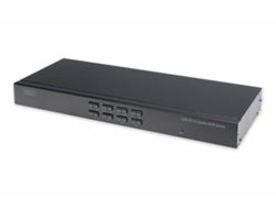 Digitus KVM-Switch 1×8, USB 2.0/PS/2/VGA, 1280 × 1024 (SXGA), Autoscan, kaskadierbar, Rack-Einbau