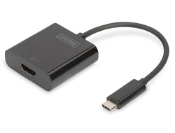 Digitus USB-C zu HDMI Adapter – 4K (3840 × 2160) @ 30 Hz, USB 3.2 Gen 1 (5 Gbit/s), Schwarz