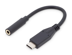 Digitus USB-C auf 3,5-mm-Klinke Kabel, 0,20 m, Schwarz