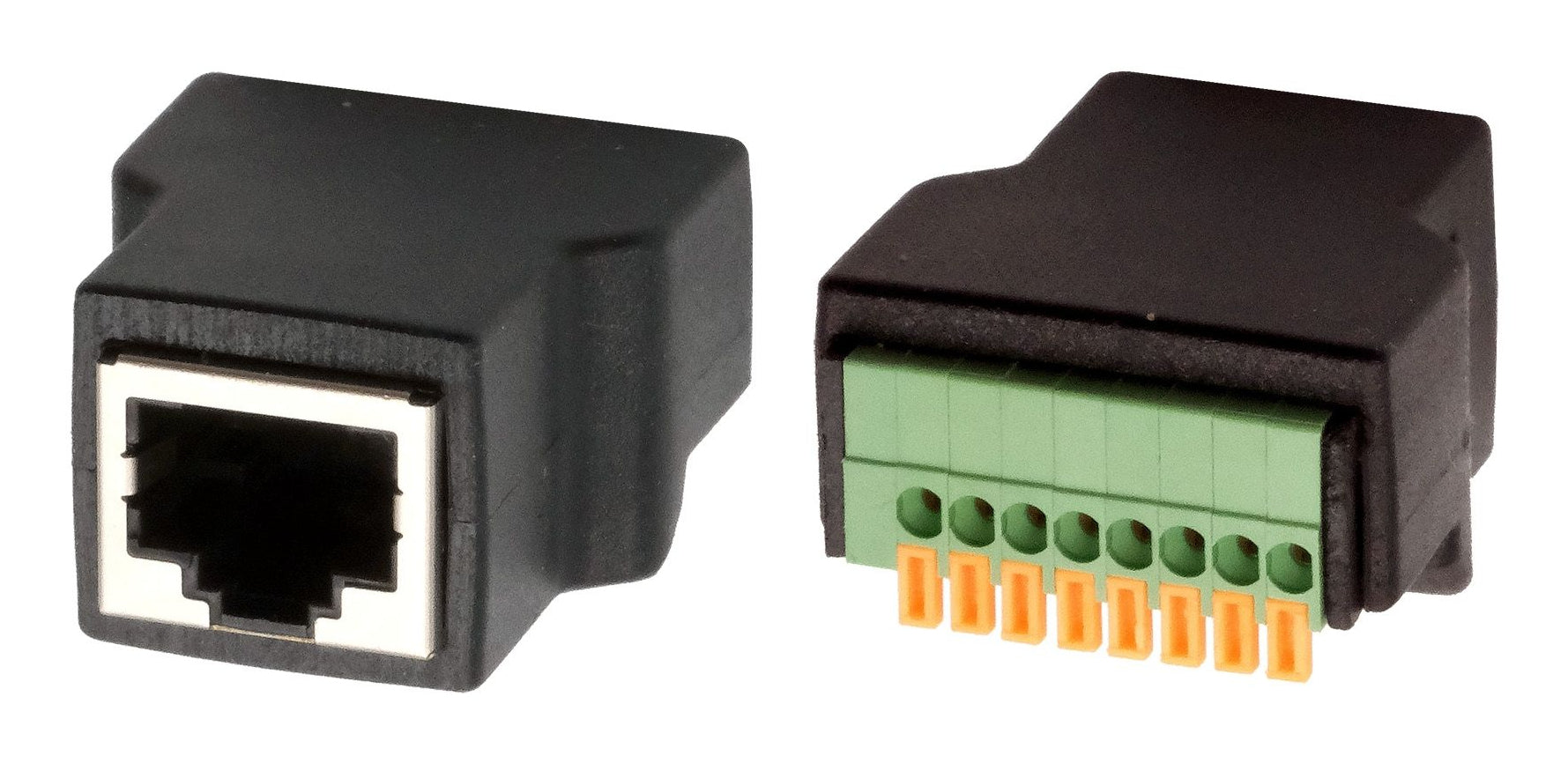 EXSYS EX-49112 Adapter RJ-45 zu 8-poligem Terminalblock – Cat5e, RJ-45 Buchse, Schwarz