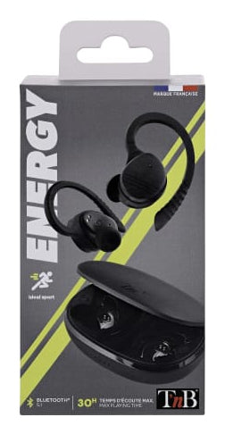 T'nB ENERGY Sport Ohrbügel True Wireless – Stereo, mit Ladecase, Schwarz, BT 5,1