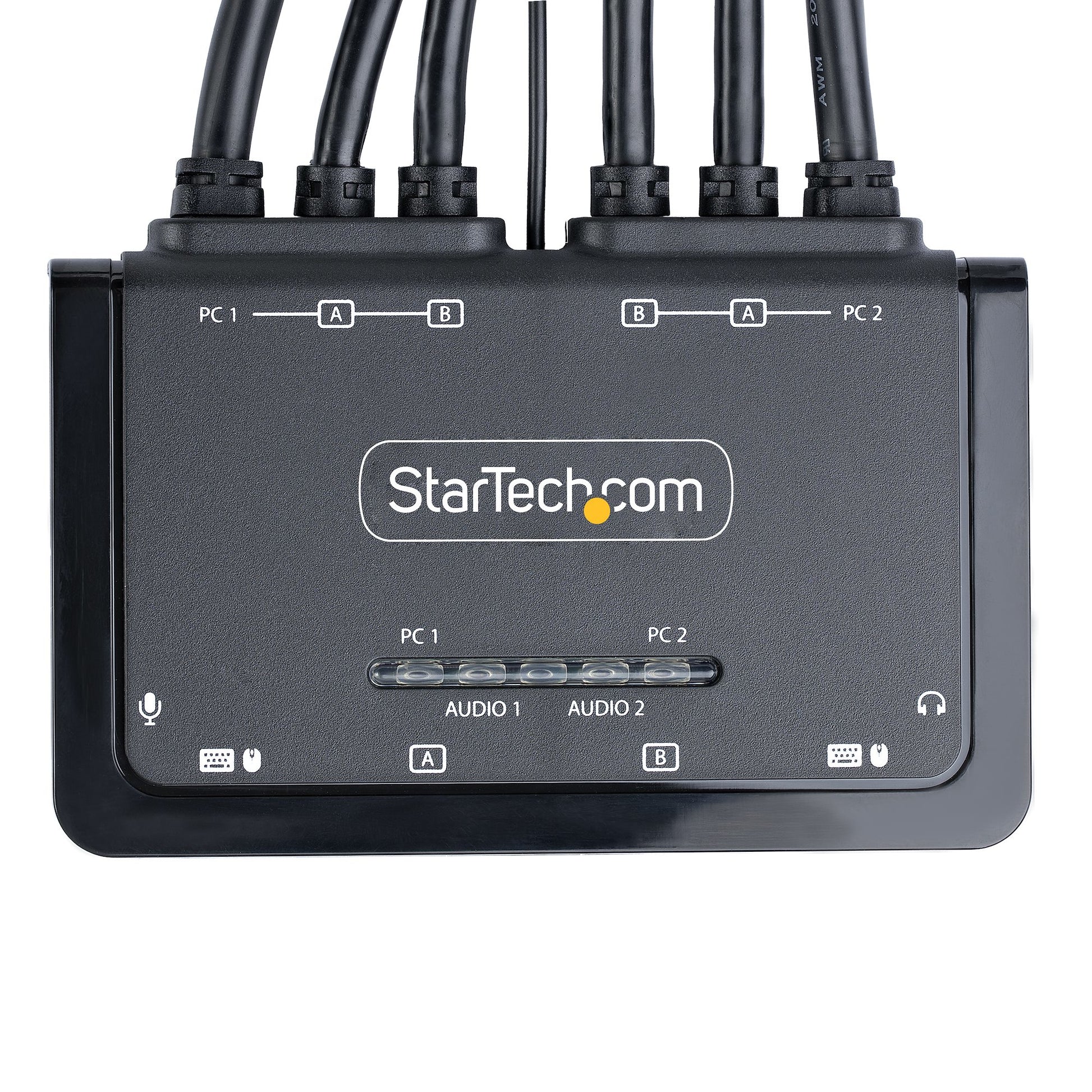 StarTech.com C2-DD46-UA2-CBL-KVM – 2-Port DisplayPort Dual-View KVM-Switch – 4K/60 Hz, USB 2.0-Hub, Audio
