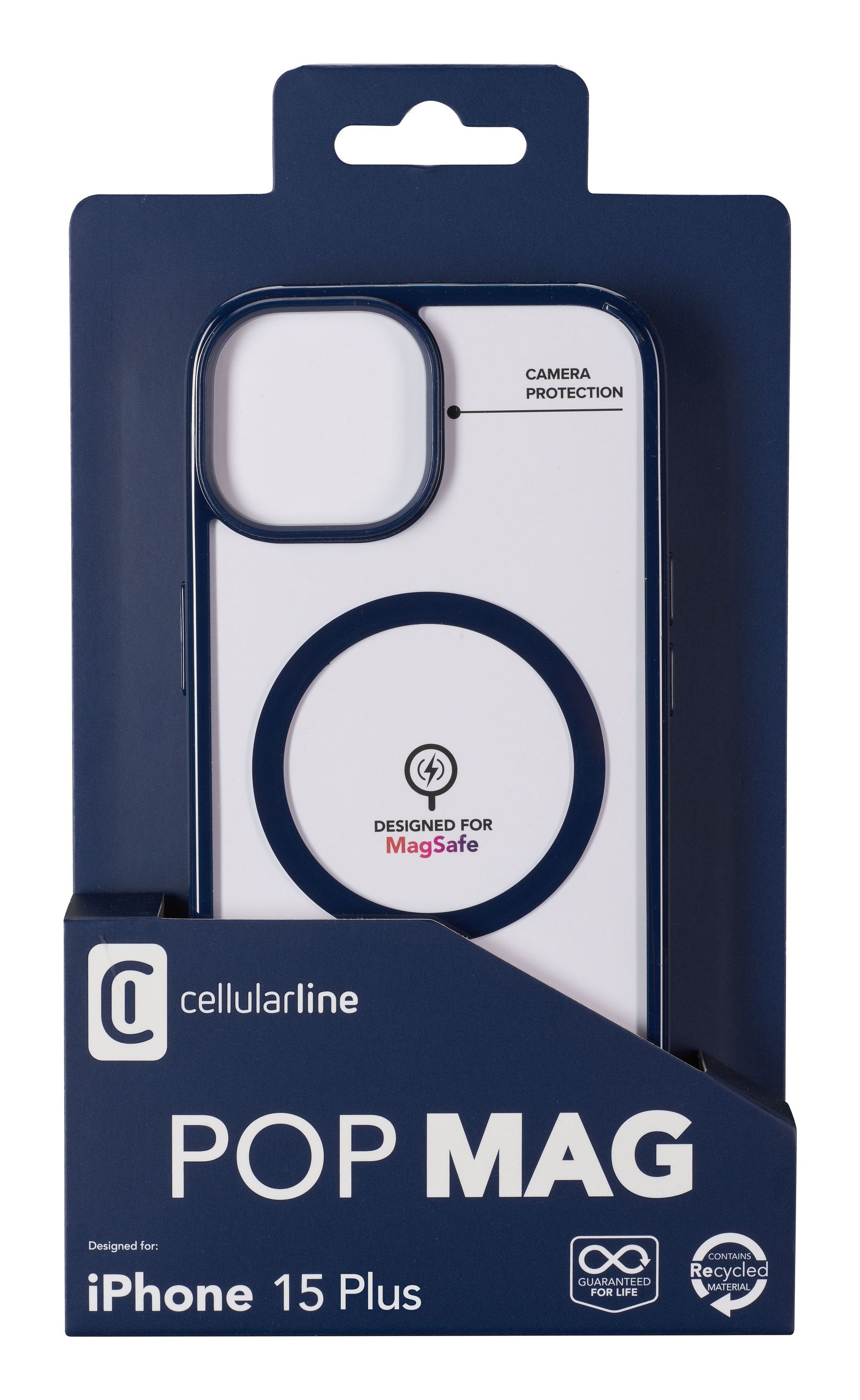 Cellularline Pop Mag Backcover – für Apple iPhone 15 Plus, MagSafe, Kunststoff, Blau