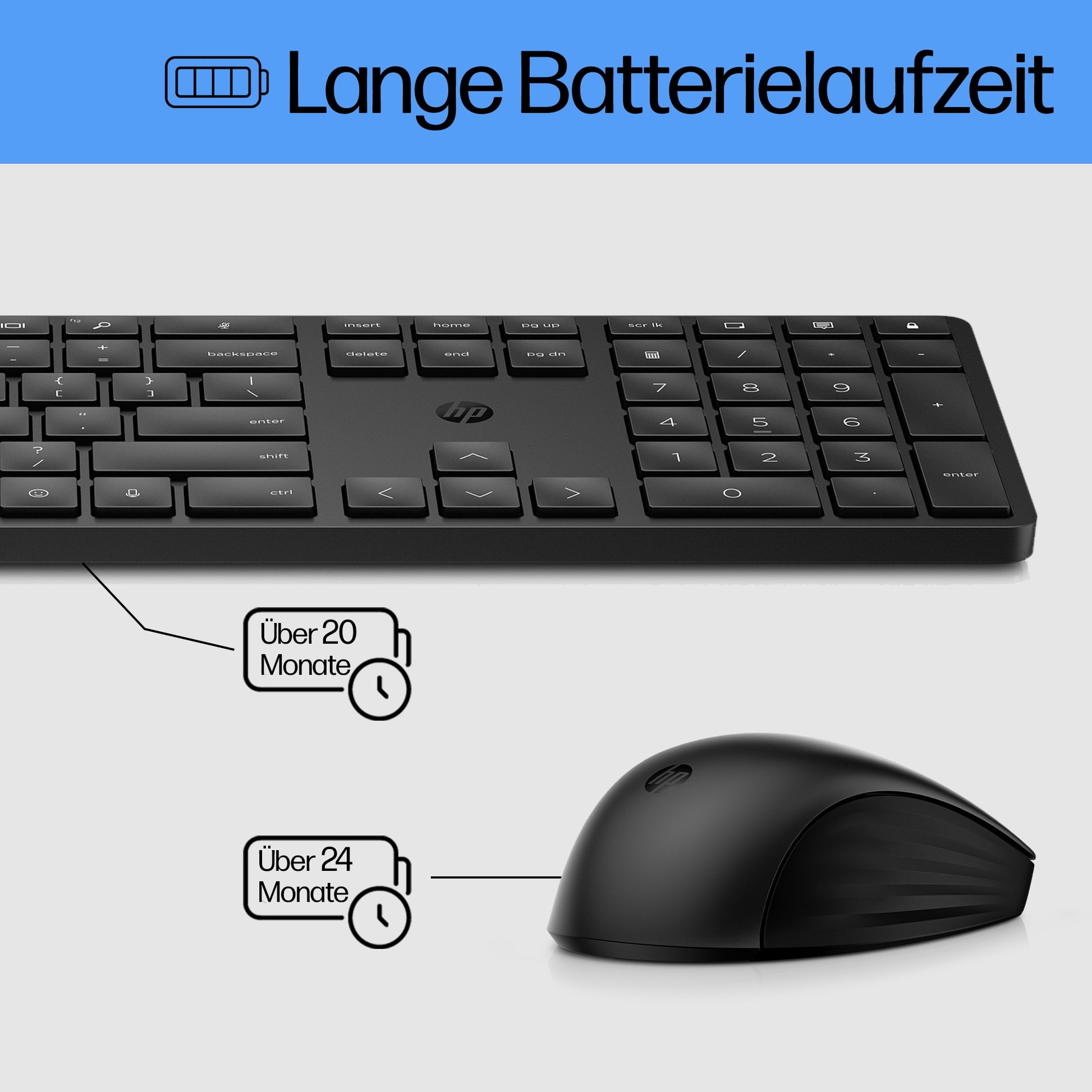 HP 650 – Tastatur-Maus-Set – 100% – Membran – 2,4 GHz – Schwarz