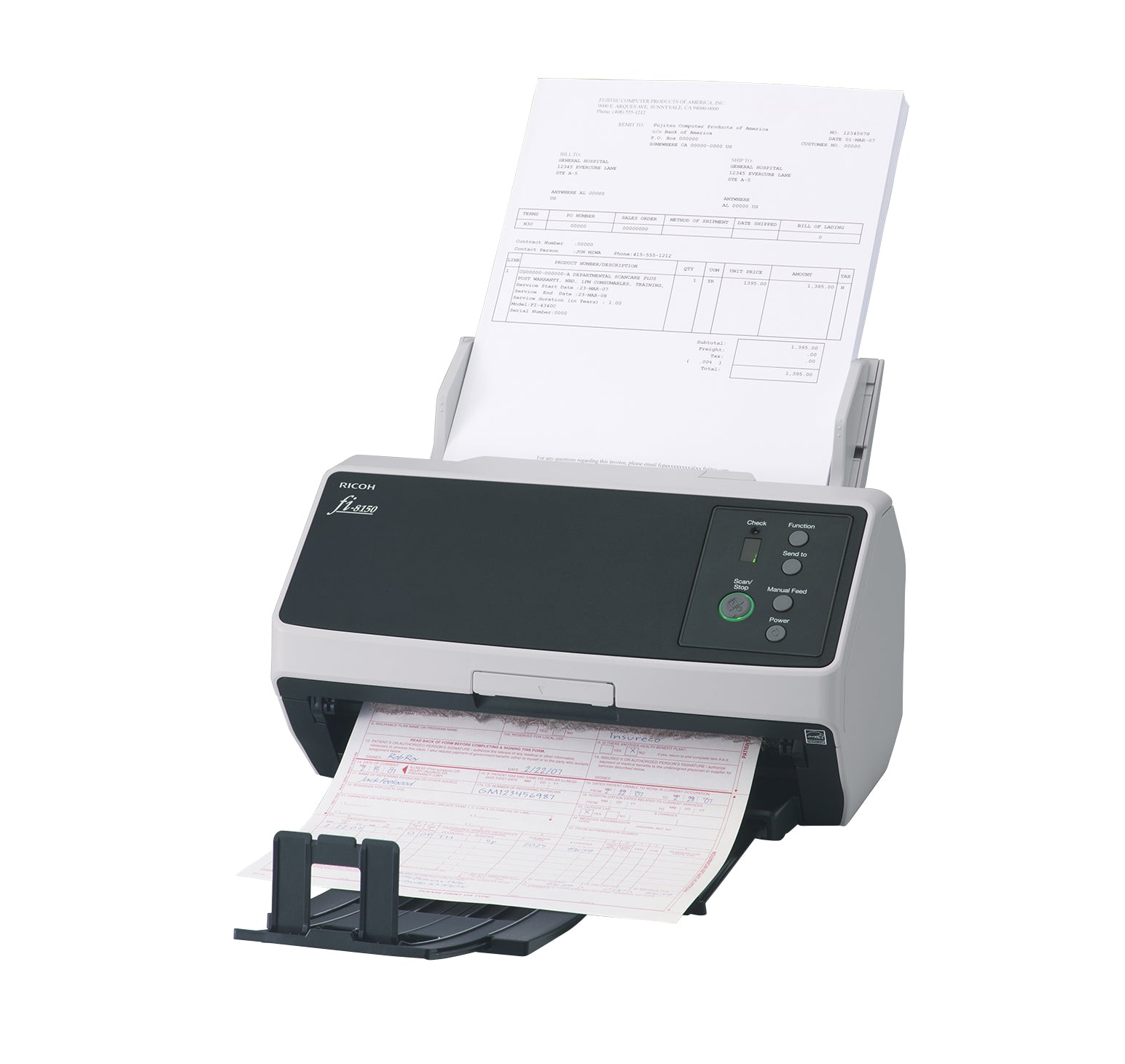 Ricoh FI-8150 – Dokumentenscanner, A4, Duplex, 50 Seiten pro Minute, 600 dpi, ADF 100 Blatt, LAN, USB