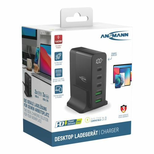 Ansmann USB-Tischladegerät DC5140PD – 140 W, Schwarz