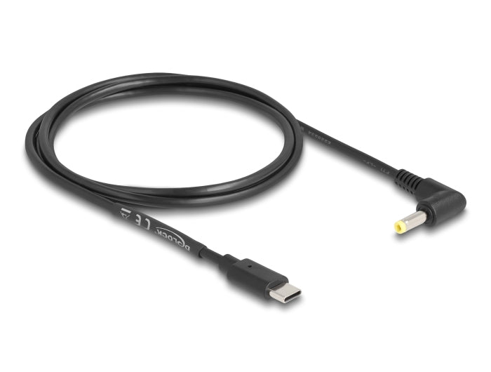 DeLOCK Spezial Stromkabel – USB-C–DC 4,0×1,7 mm gewinkelt, 1,5 m, schwarz
