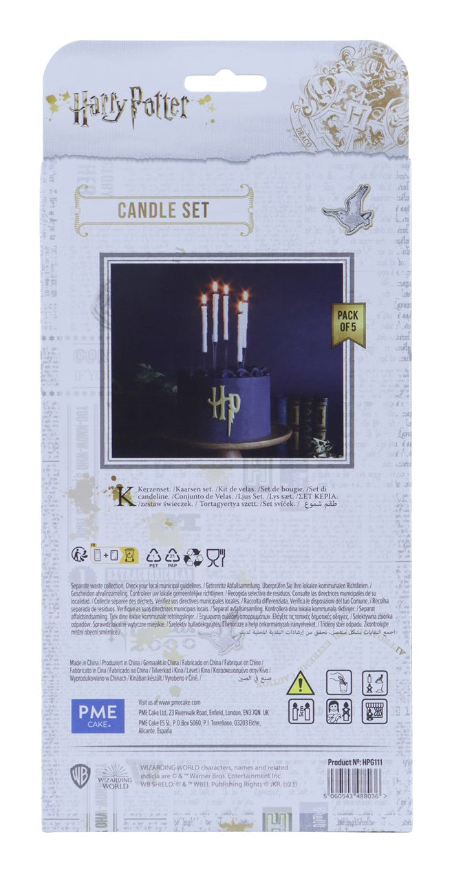 PME Geburtstagskerzen Harry Potter – Weiss – 10 cm – 5 Stk – mit Kunststoffhalter 20 cm
