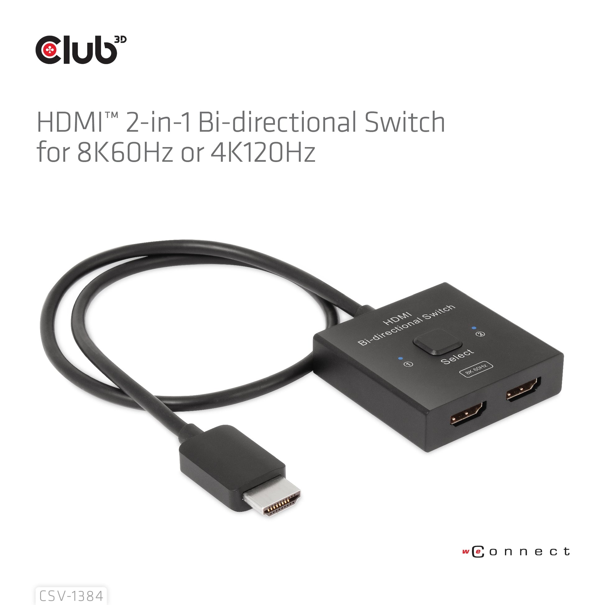 CLUB3D Club 3D CSV-1384 – HDMI Switch, 2×1, 8K@60 Hz