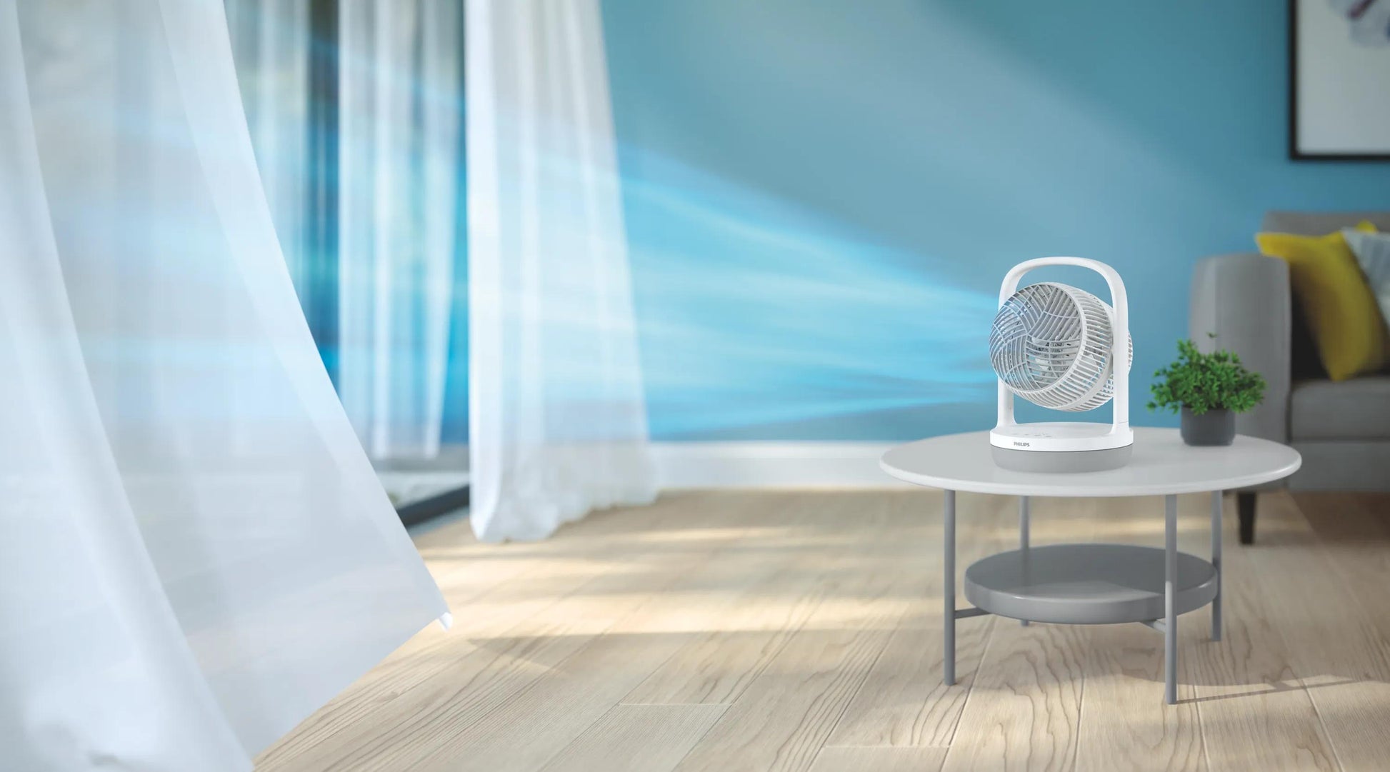 Philips Tischventilator CX2050/00 – 22 cm, 3 Stufen, oszillierend, Timer, 24 W, 40 dB(A), Grau