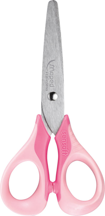 Maped Sensoft 3D Pastell Kinderschere 13,0 cm, abgerundet, für Rechtshänder – Stahl, Softgrip, farbig sortiert