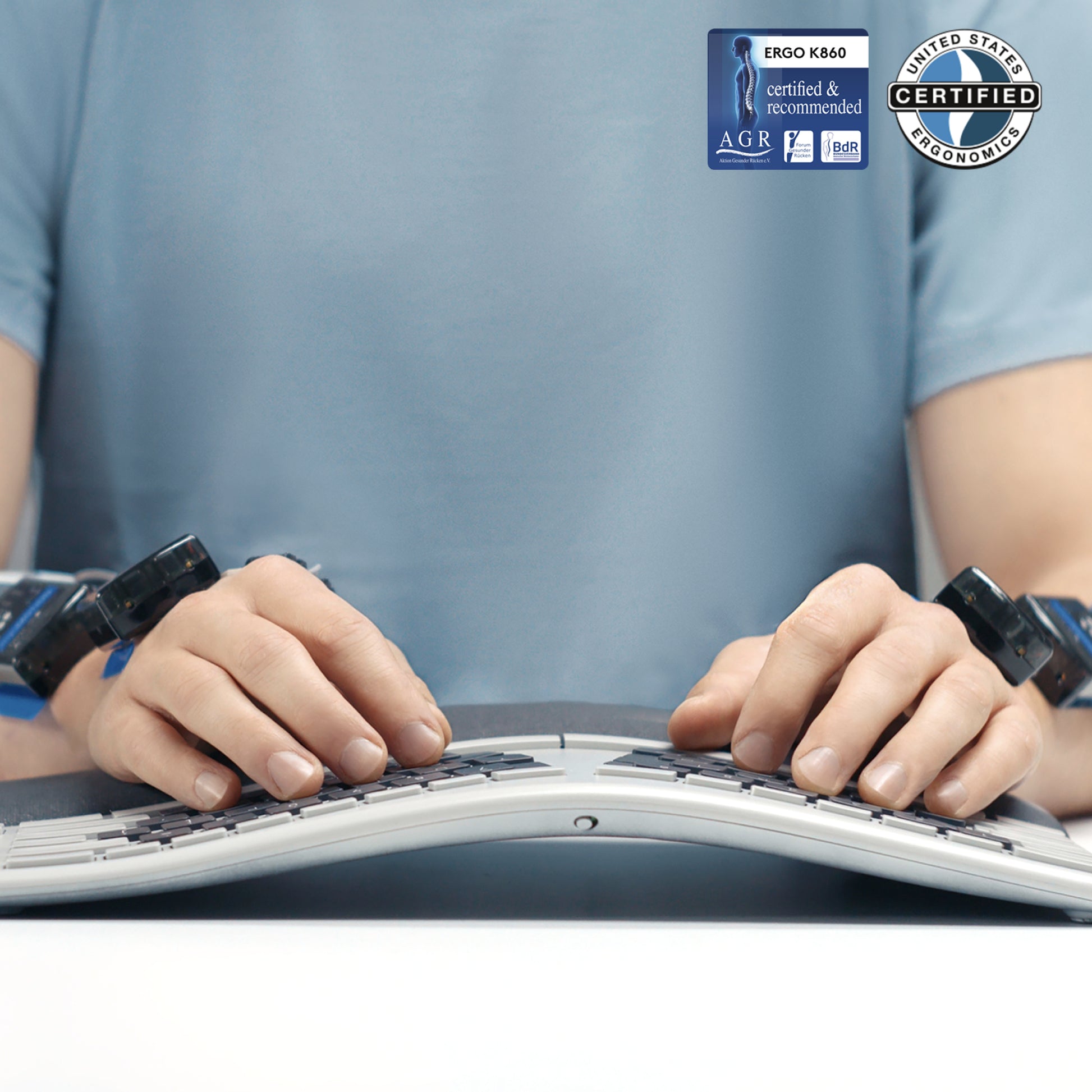 Logitech ERGO K860 – Tastatur, US-Layout (EN), ergonomisch, Grau