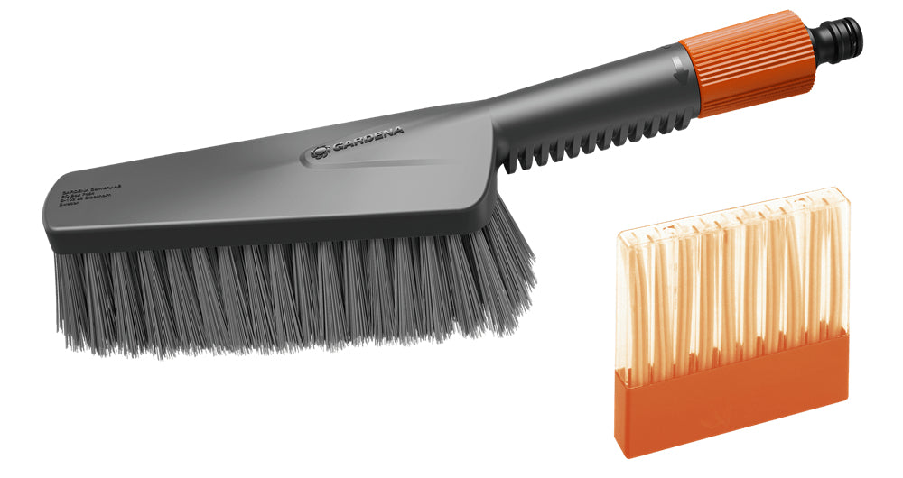 Gardena Scheuerbürste – 32×8,4×10,8 cm, grau/orange, mit Handbürste M, weich