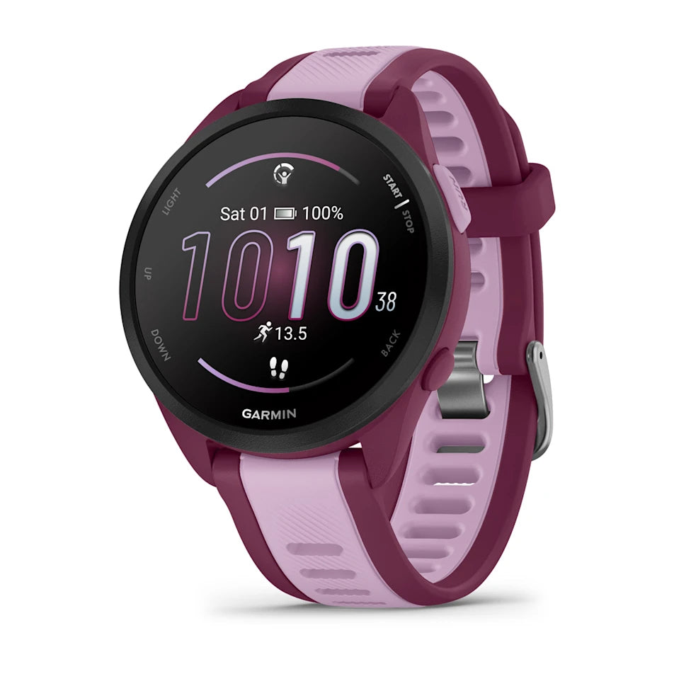 Garmin Forerunner 165 Music – GPS-Smartwatch – 43 mm, 1,2", GPS, Bluetooth, Schwimmen, Beere/Flieder