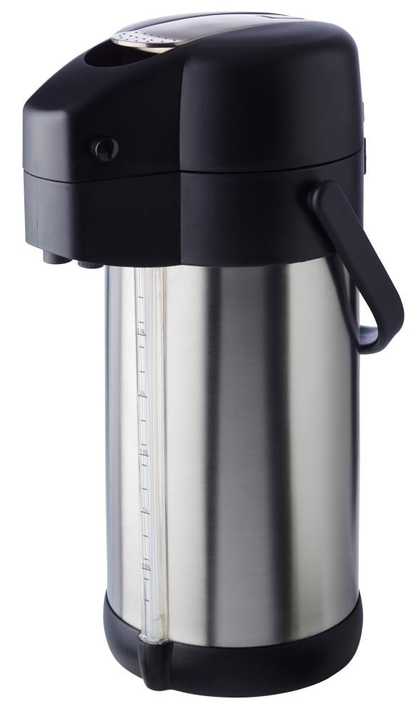 APS-Germany Thermoskanne – 3 l, Ø 15 cm, H 37,0 cm, Kunststoff (PP)/Edelstahl, Schwarz, mit Pumpverschluss