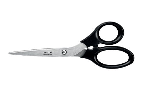 Leitz Schere 20,0 cm, für Rechts- und Linkshänder – Edelstahl, Softgrip, Schwarz