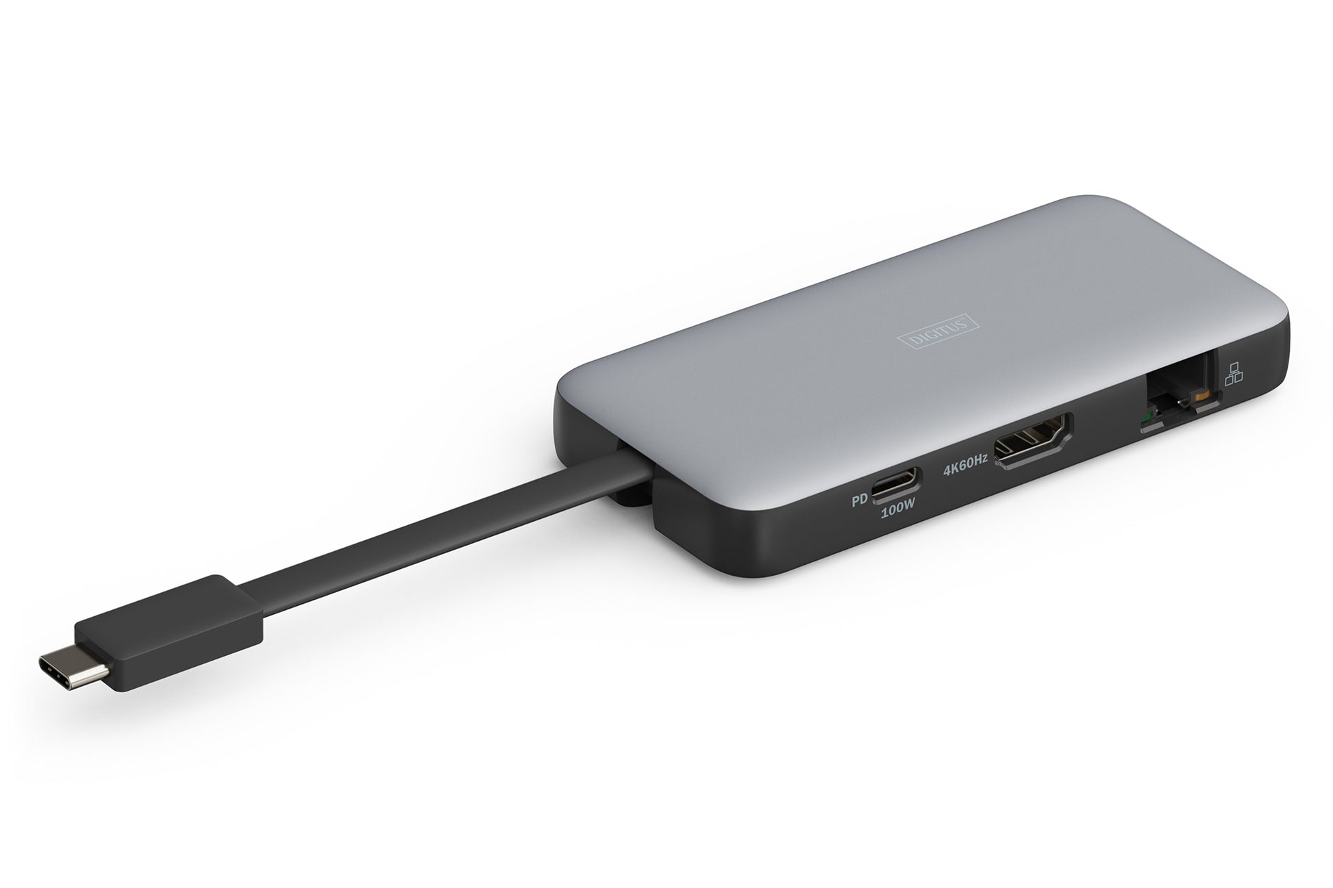 Digitus Multiport-Adapter – USB-C, 1× DP, 2× HDMI, 2× USB-A, 100 W PD, GbE, für Windows/Mac/ChromeOS