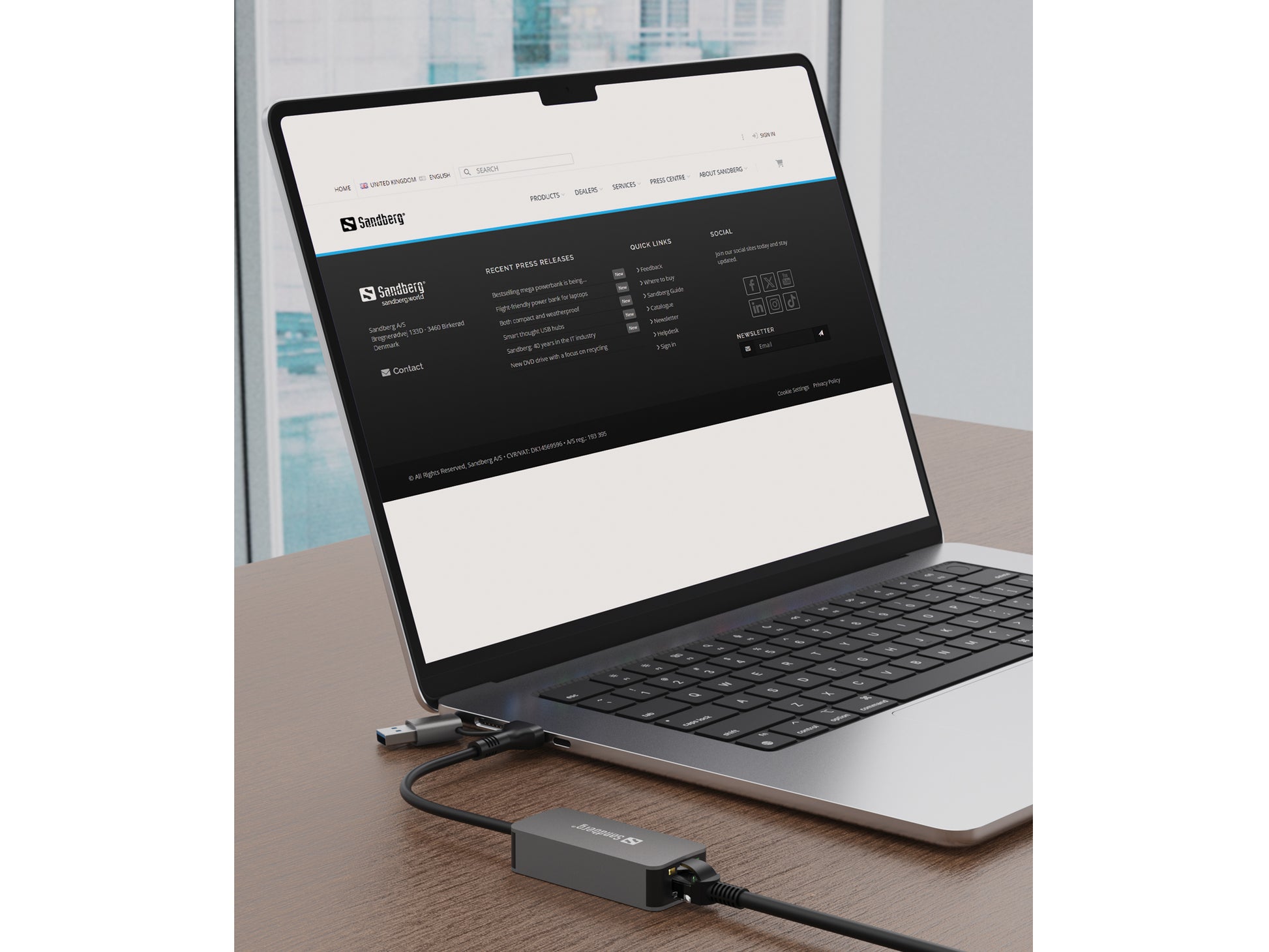 Sandberg 136-68 Netzwerkadapter USB-C/USB-A zu RJ-45 – 2,5 Gbit/s, 1× RJ-45, für Windows 10/11, Grau