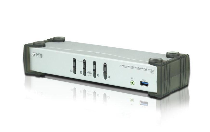 ATEN CS1914 – KVM-Switch, DisplayPort/USB 3.2 Gen 1/Audio, 4K (3840 × 2160), USB-Hub, HDCP, Hot-Plug, für Mac