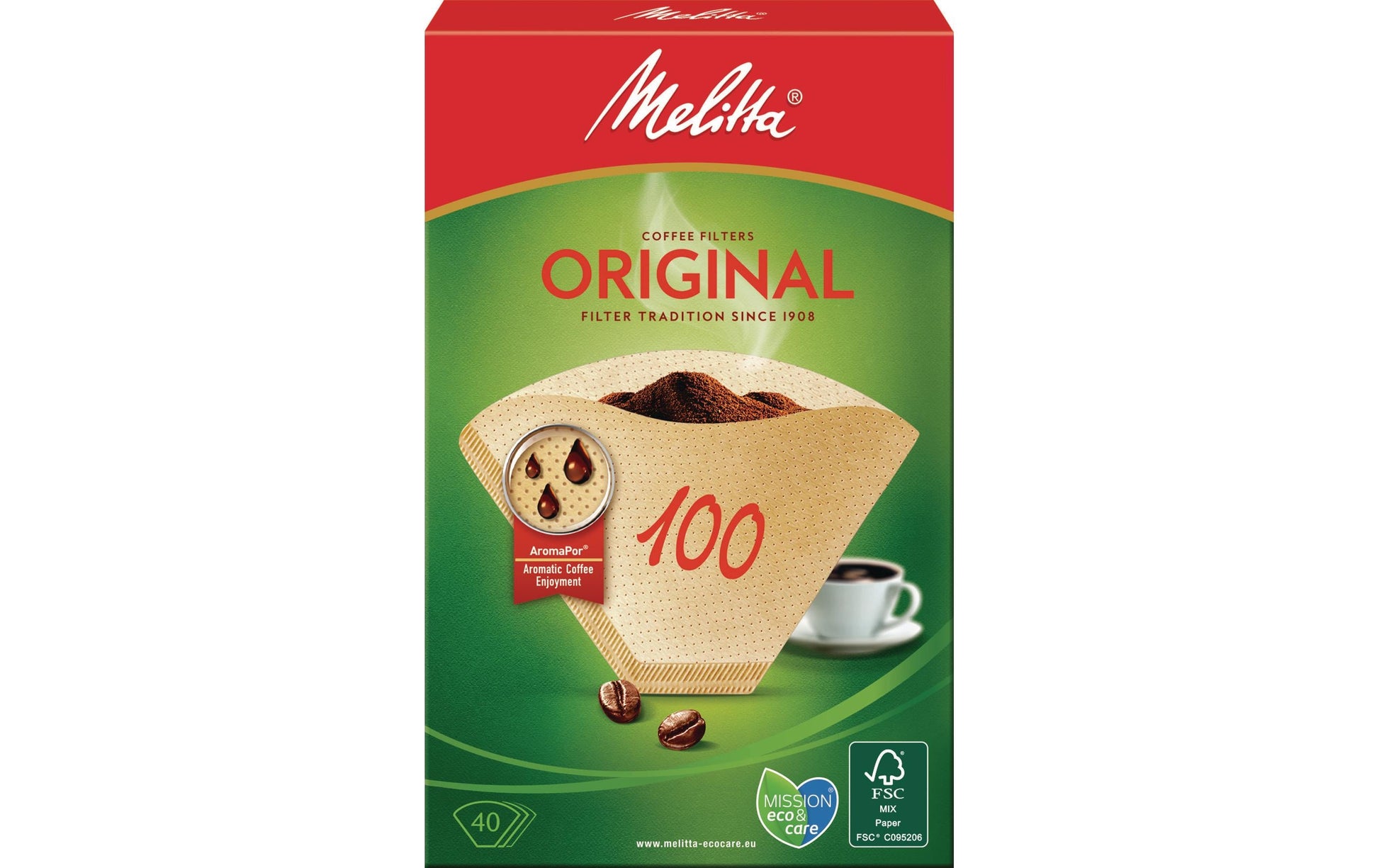 Melitta Kaffeefilter Original Grösse 100 – Braun, 40 Stk.