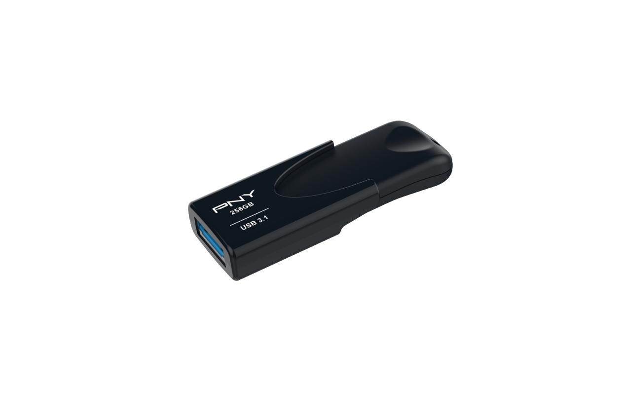 PNY Attaché 4 USB-Stick 256 GB – USB-A USB 3.2 Gen 1, 80/20 MB/s, ohne Deckel, schwarz