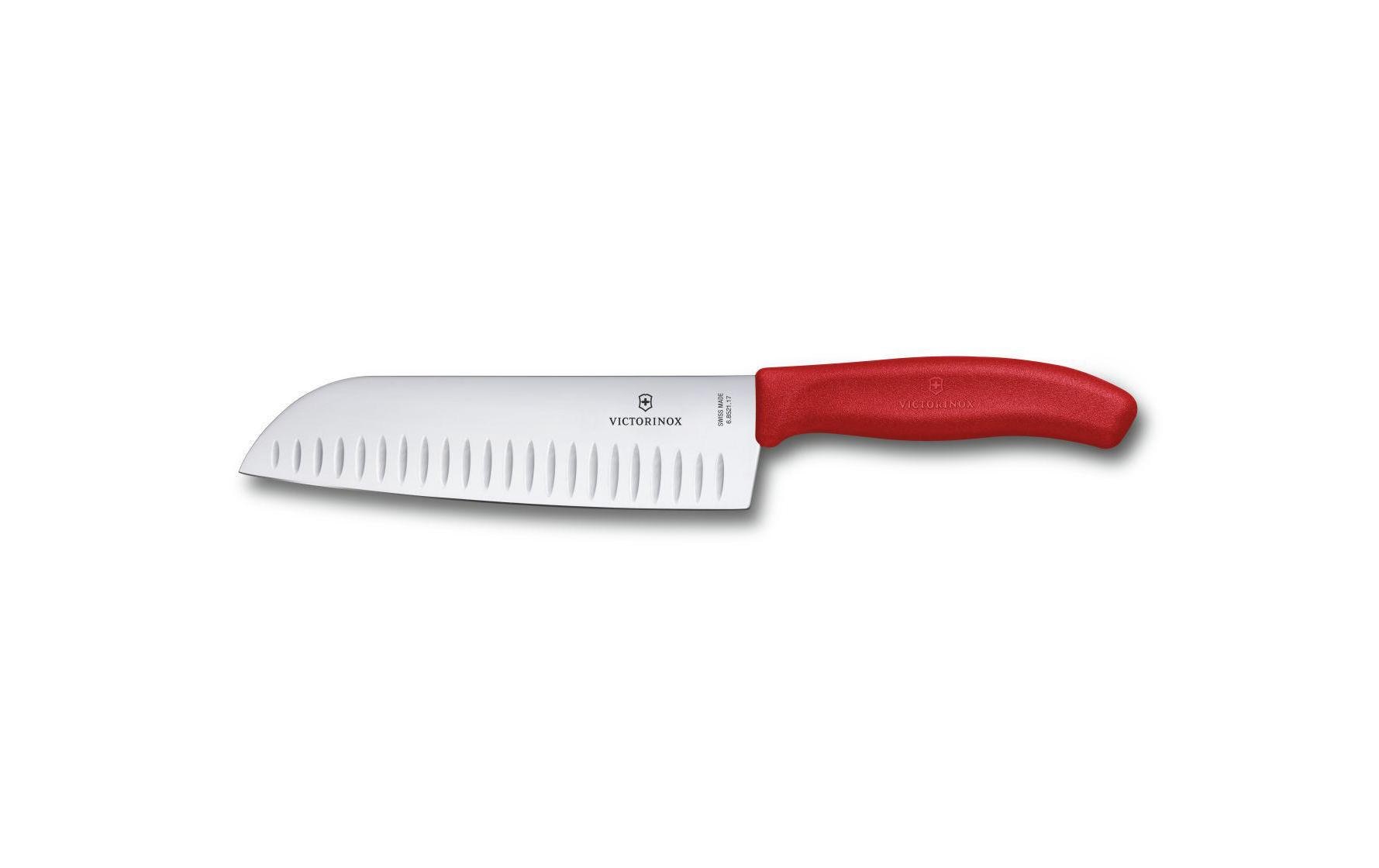 Victorinox Santokumesser 17 cm, Edelstahl/Kunststoffgriff, Rot