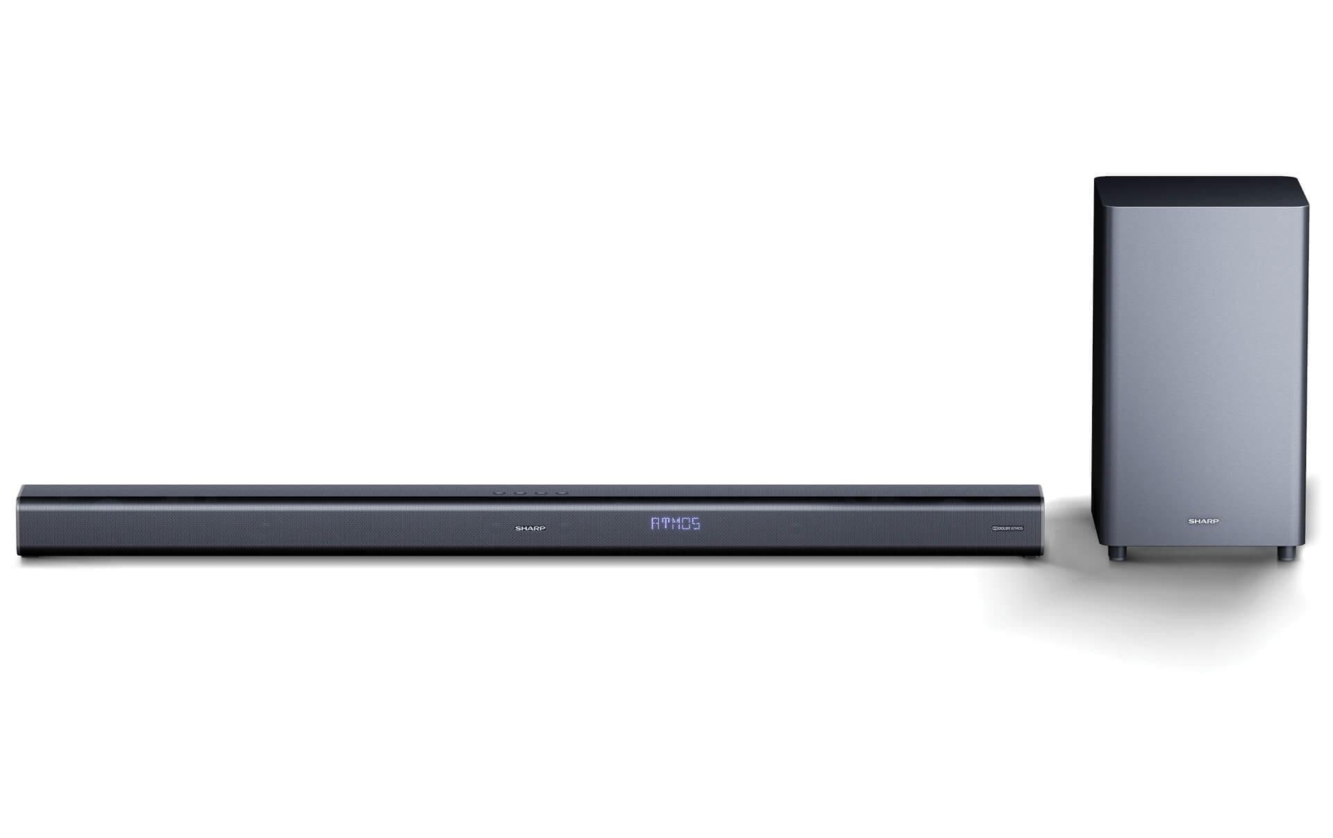 Sharp HT-SBW800 – Dolby Atmos Soundbar mit kabellosem Subwoofer – 5.1.2, 570 W, Schwarz