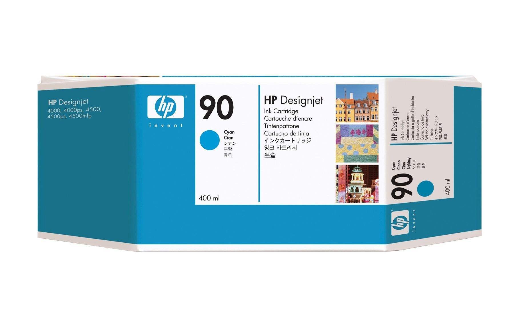 HP Tintenpatrone Nr. 90 (C5061A), cyan, 400 ml, original – für Designjet 4000 PS