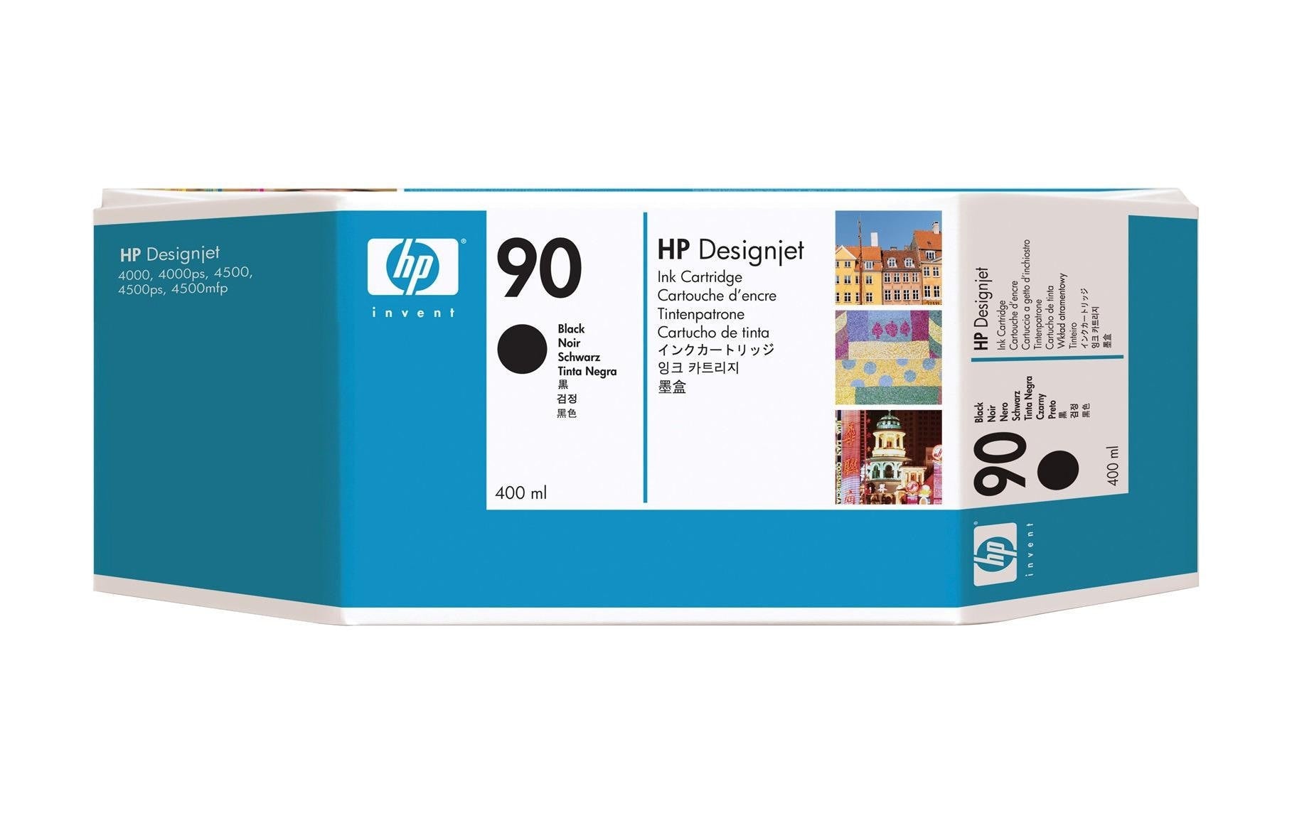 HP Tintenpatrone 90 (C5058A), Schwarz, 400 ml, Original – für Designjet 4020 PS