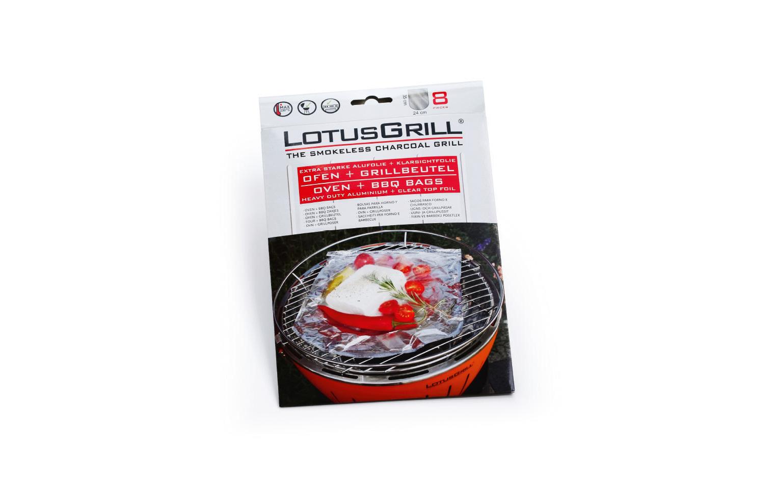 LotusGrill Grillbeutel 24 × 35 cm, Aluminium/Klarsichtfolie, 8 Stk., transparent