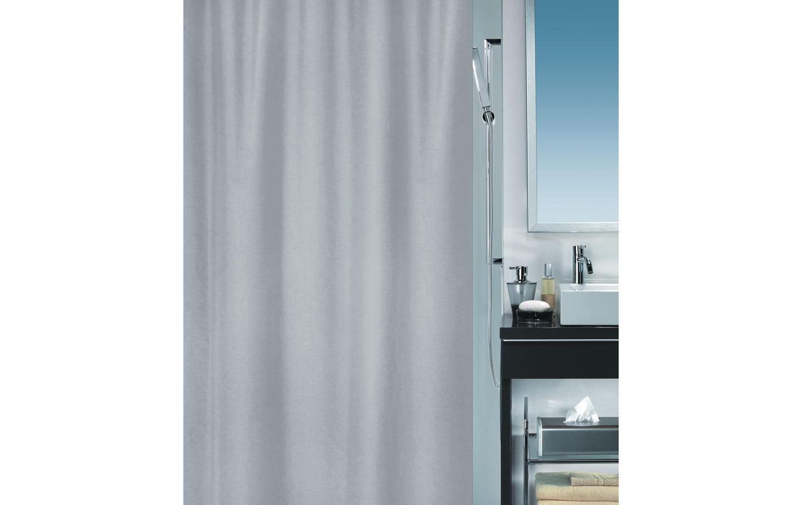 Spirella PRIMO Duschvorhang – Ringbefestigung – 180 × 200 cm – Grau – Polyester – Waschbar bei 40 °C