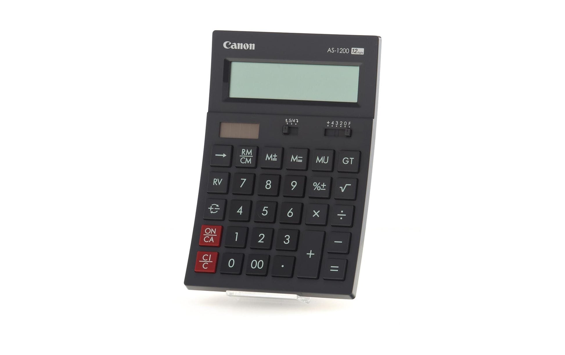 Canon Tischrechner AS-1200 – 12-stellig, LCD, Prozent/Rundung, Solar + Batterie, Schwarz