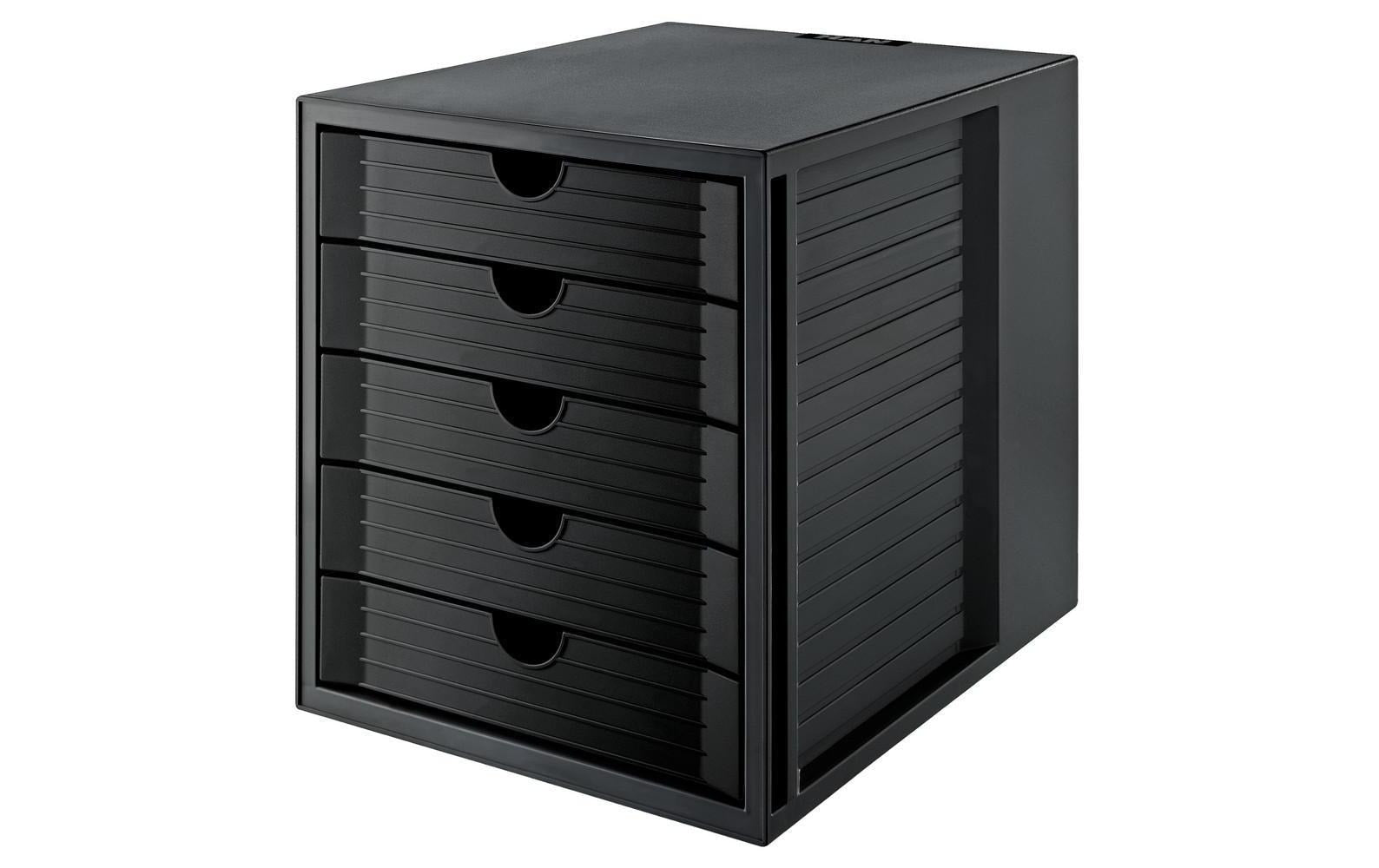 HAN Schubladenelement – 5 Schubladen, für A4, schwarz, Kunststoff