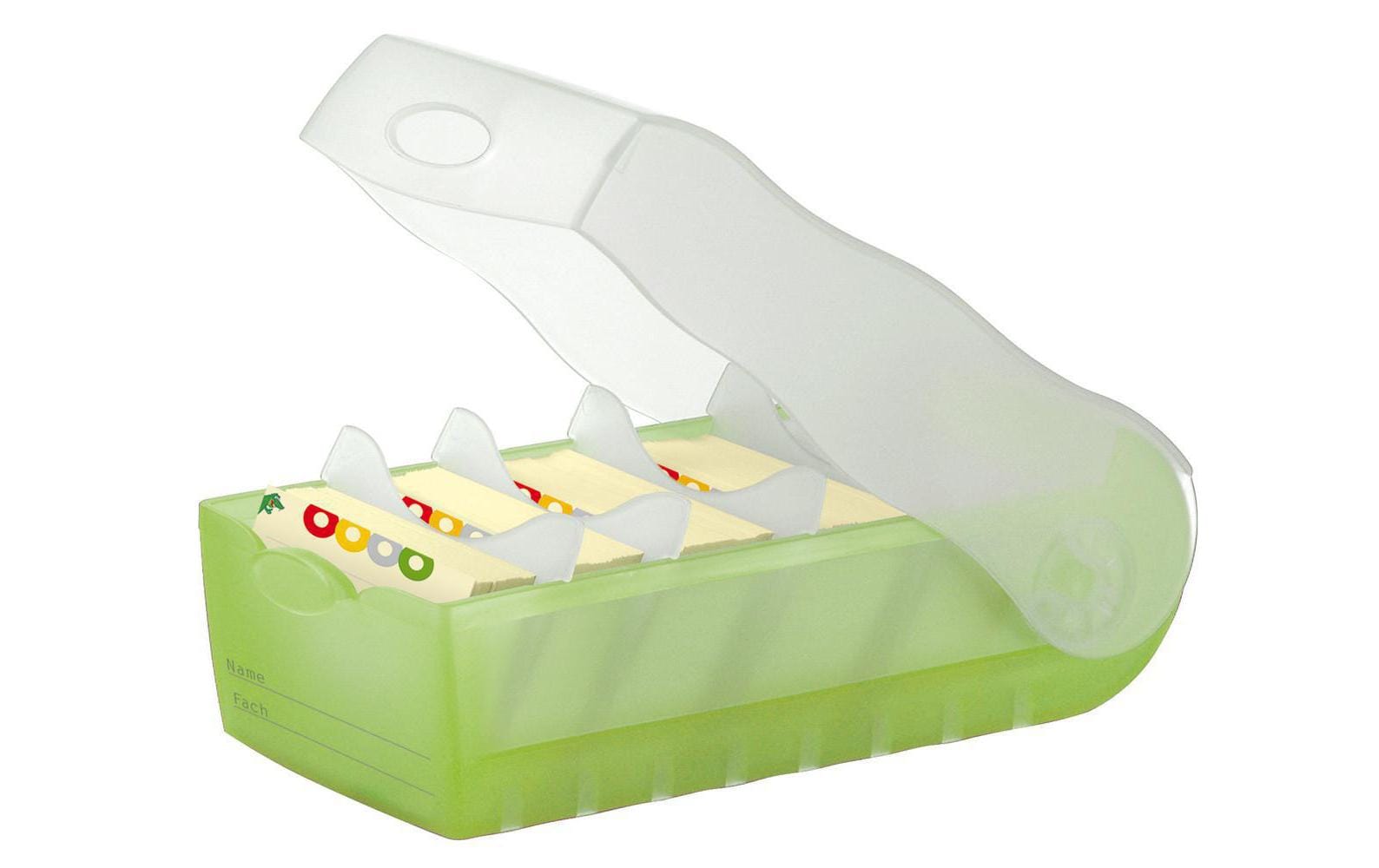 HAN Karteikasten Croco – für A7 quer – mit Deckel, für 900 Karten, Polypropylen (PP), grün