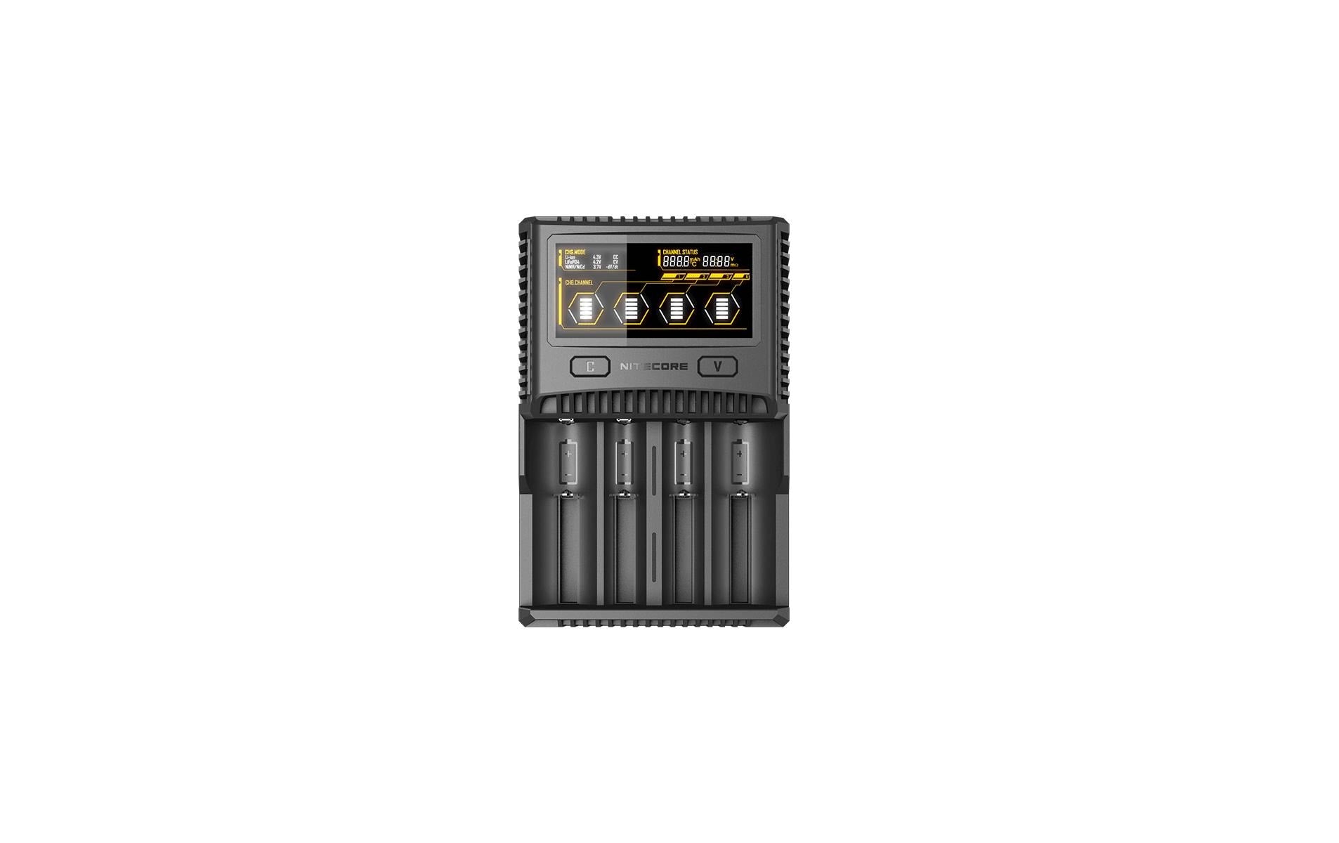 Nitecore SC4 Ladegerät – 9,1 W, LCD-Display – für AA, AAA, AAAA und andere