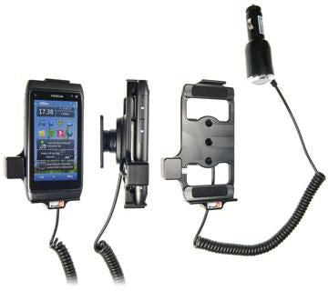 Brodit Auto-Halterung, drehbar, neigbar, mit Zigarettenanzünder-Stecker – für Nokia N8 – Schwarz, Kunststoff