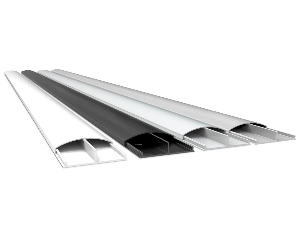 Multibrackets KKS 75-1100 Kabelbrücke – 1,1 m – Aussen 75×17 mm – Aluminium – Schwarz, 2 Kanäle