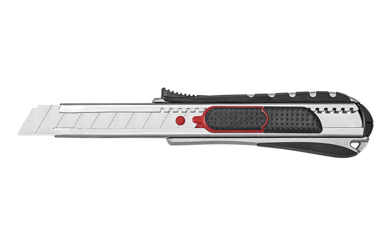 Wedo Safety Cutter 2in1 – Abbrechmesser 18 mm, einziehbar, Edelstahl, rot, 1 Stk.