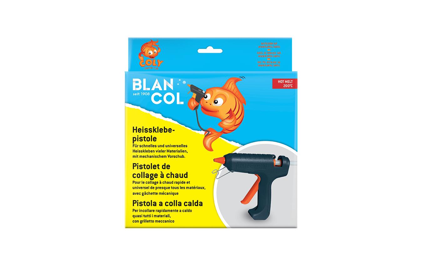 BLANCOL Heissklebepistole Hot Melt – 200 °C – inkl. 2 Klebepatronen, mechanischer Vorschub