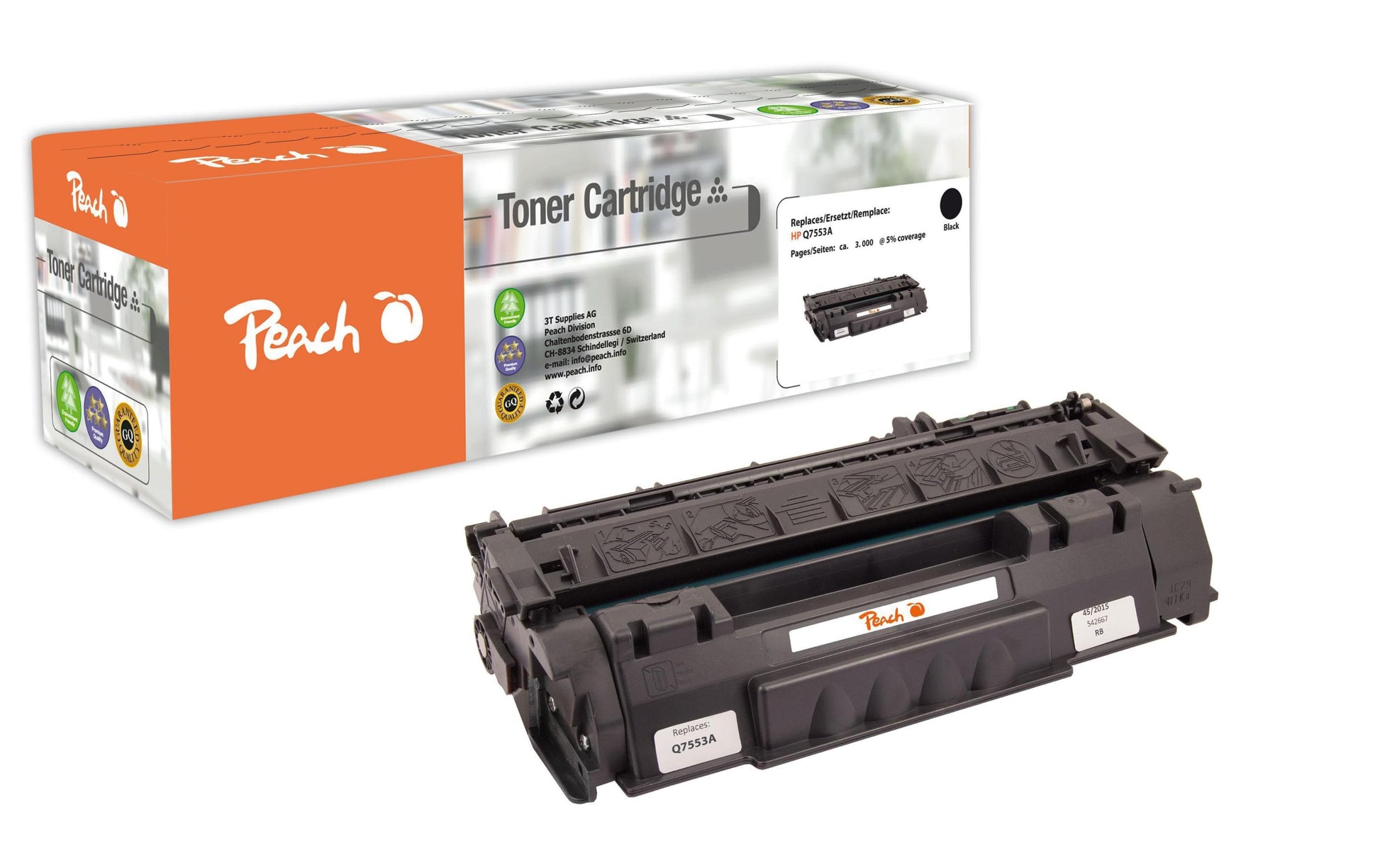 Peach Q7553A Schwarz Toner – Kompatibel – 3'000 Seiten – für HP LaserJet M 2700 Serie/M2727 NF MFP