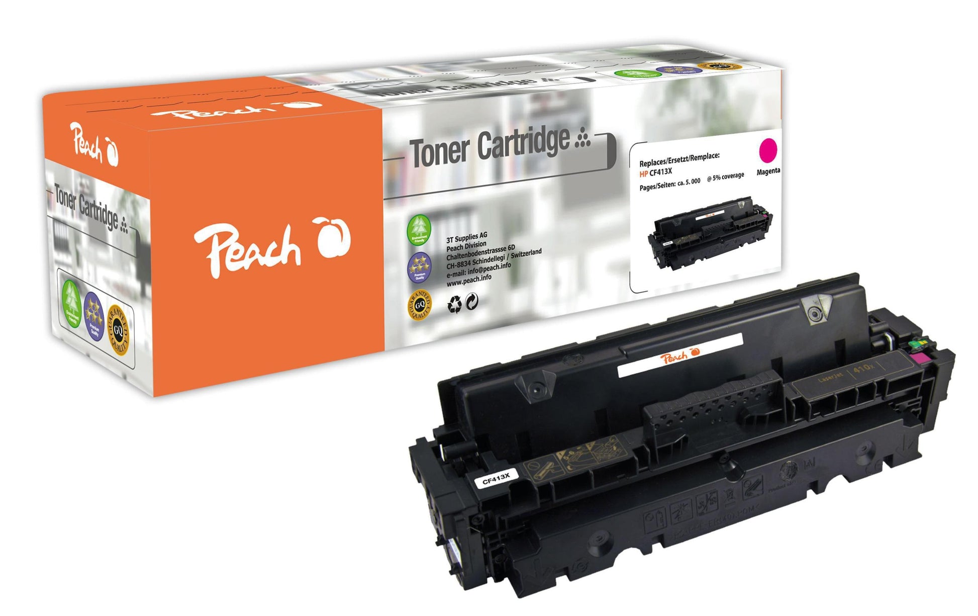 Peach CF413X Kompatibler Toner Magenta XL – für HP Color LaserJet Pro M452, MFP M477, MFP M377 und andere – 5'000 Seiten