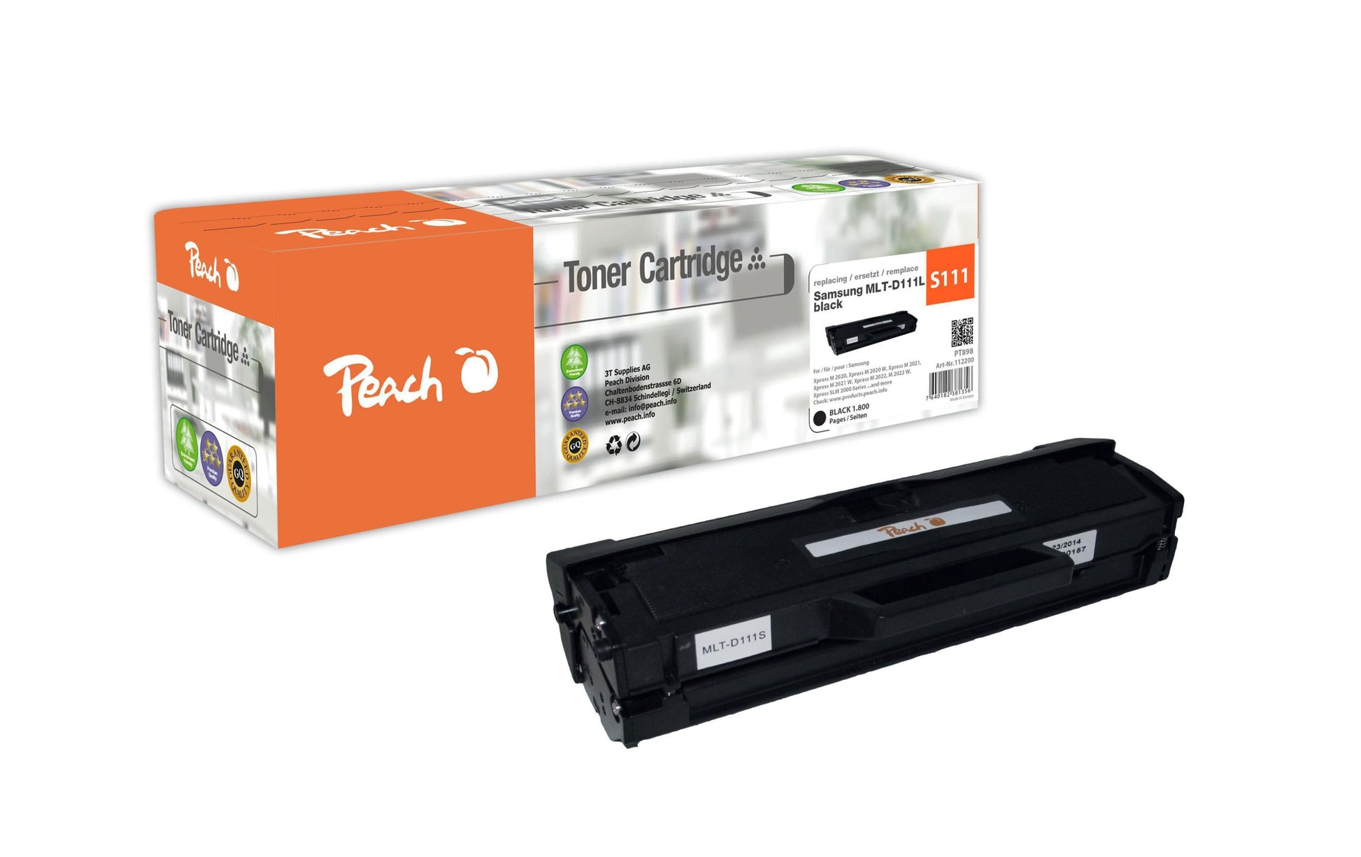 Peach MLT-D111L Schwarz Toner – Kompatibel – 1'800 Seiten – für Samsung Xpress M 2020/M 2021/M 2022 u. a.