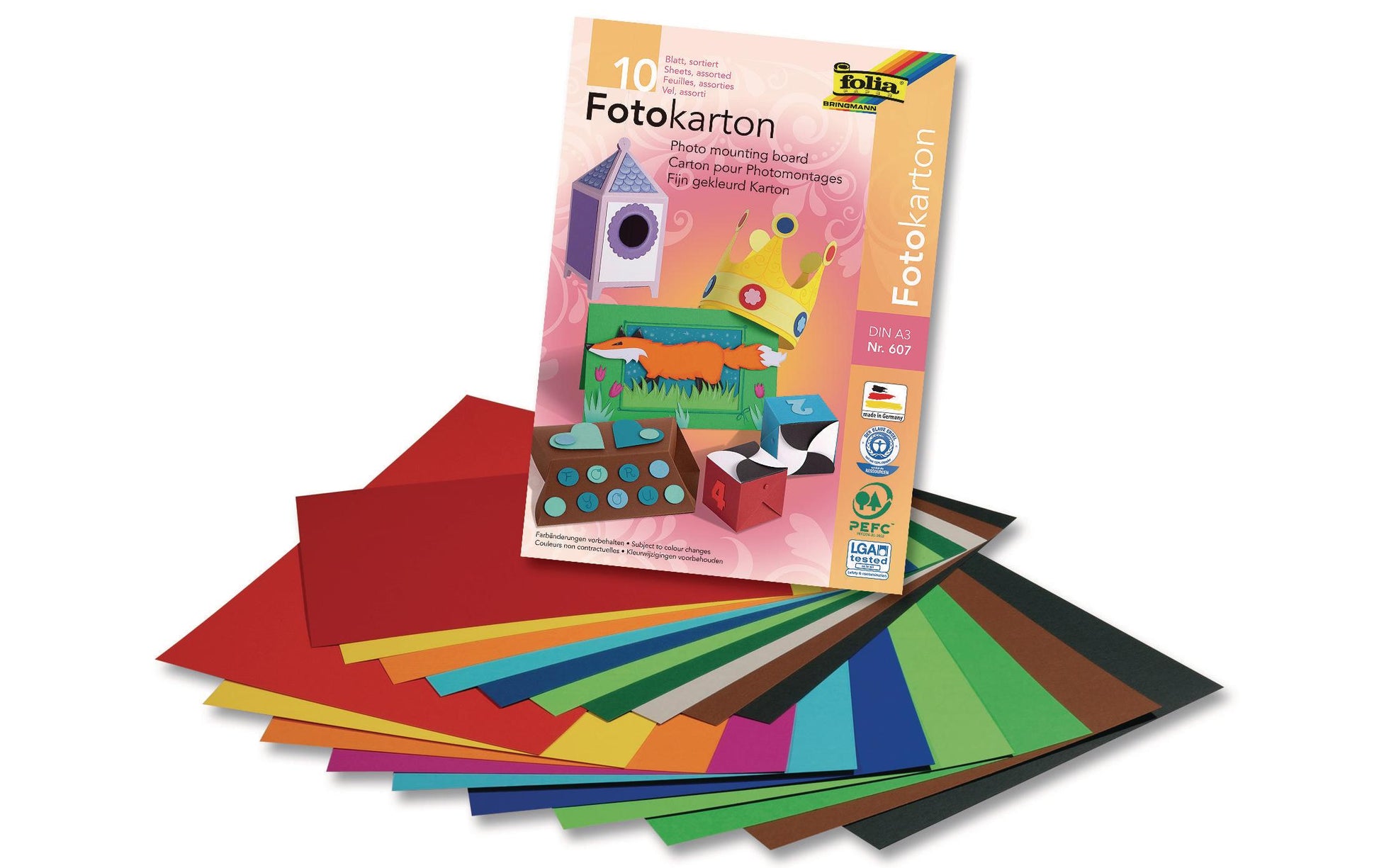 Folia Fotokartonblock – A3 – 300 g/m² – sortiert – 10 Blatt