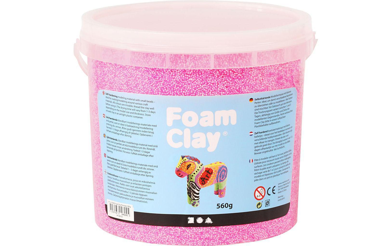 Creativ Company Modelliermasse (Foam Clay), Neonpink, Lufttrocknend, 560 g