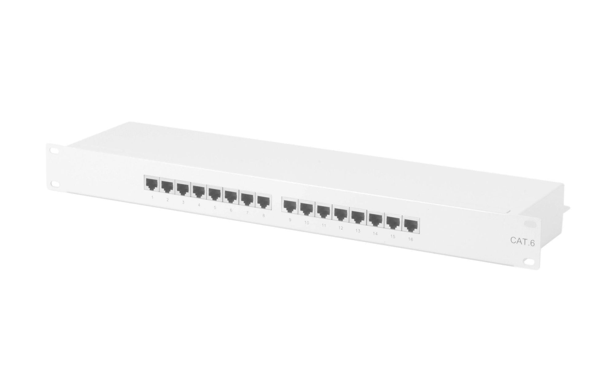 Equip Patchpanel Cat 6 – 16× RJ‑45, geschirmt, LSA, 19", 1U, Grau