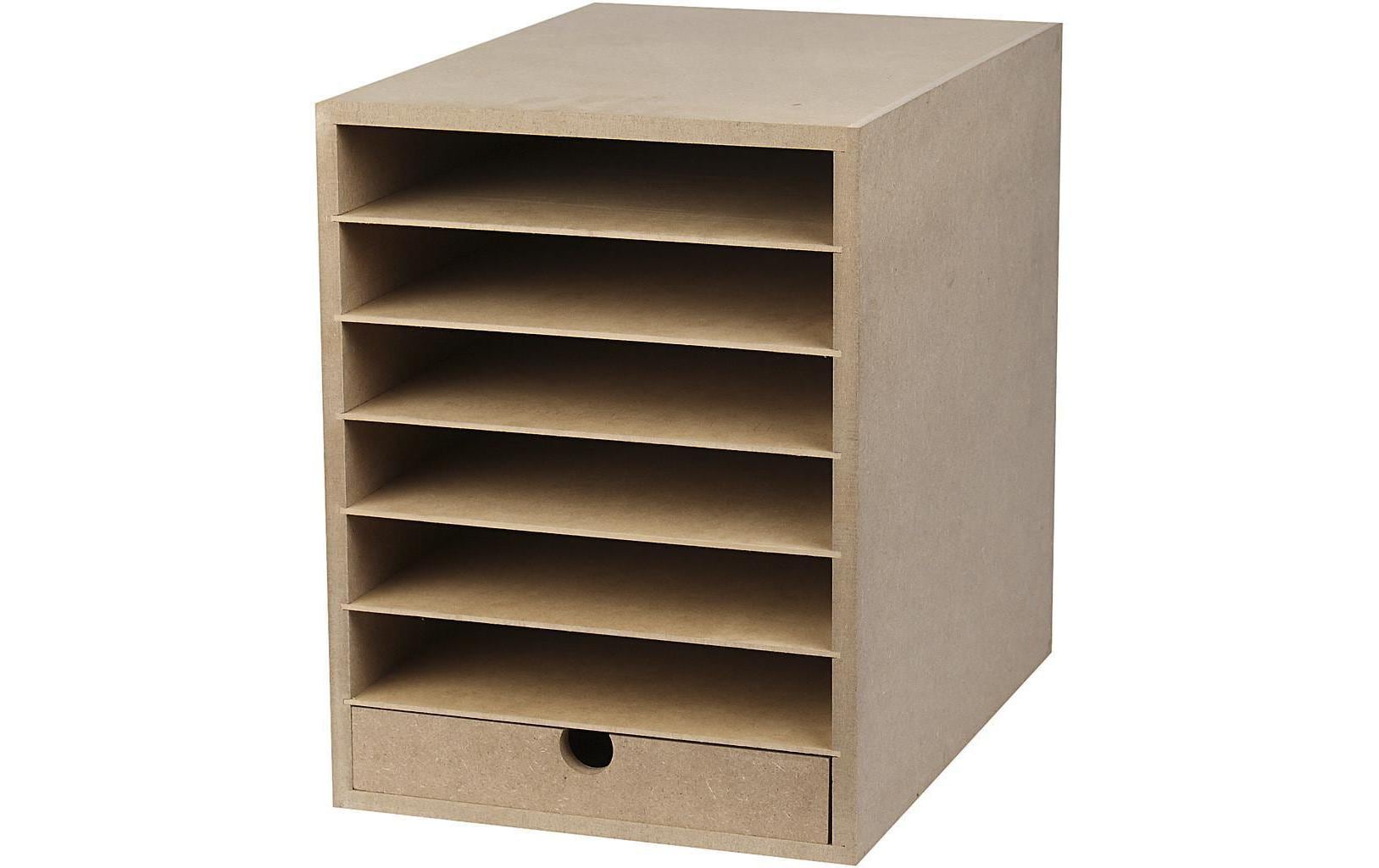 Creativ Company 21008 – Dokumentenablage mit 6 Schubladen für A4, MDF, Braun, 243 × 315 × 320 mm