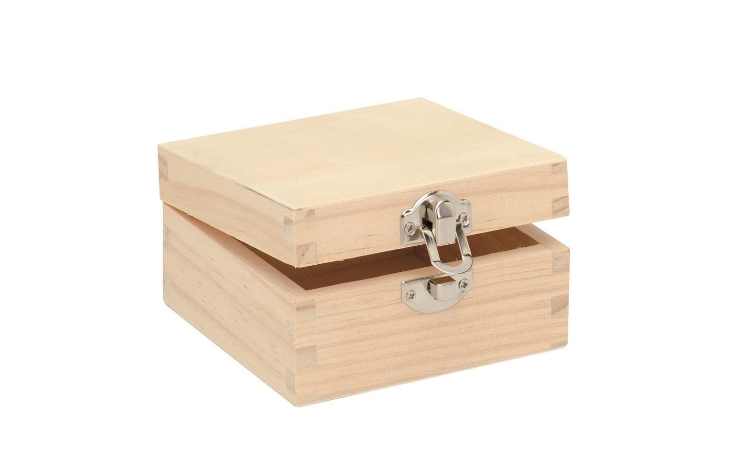 GLOREX Holzbox – Holz – Natur – 100 × 55 × 100 mm – mit Verriegelung, FSC