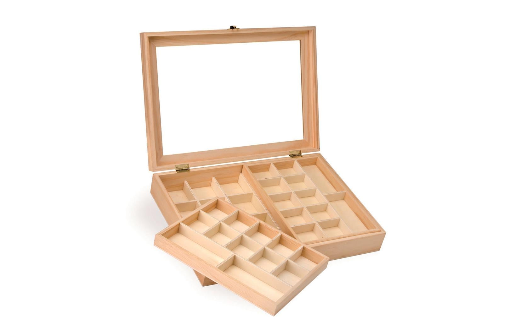 GLOREX Schmuckkästchen – Holz – Braun – 400 × 75 × 280 mm