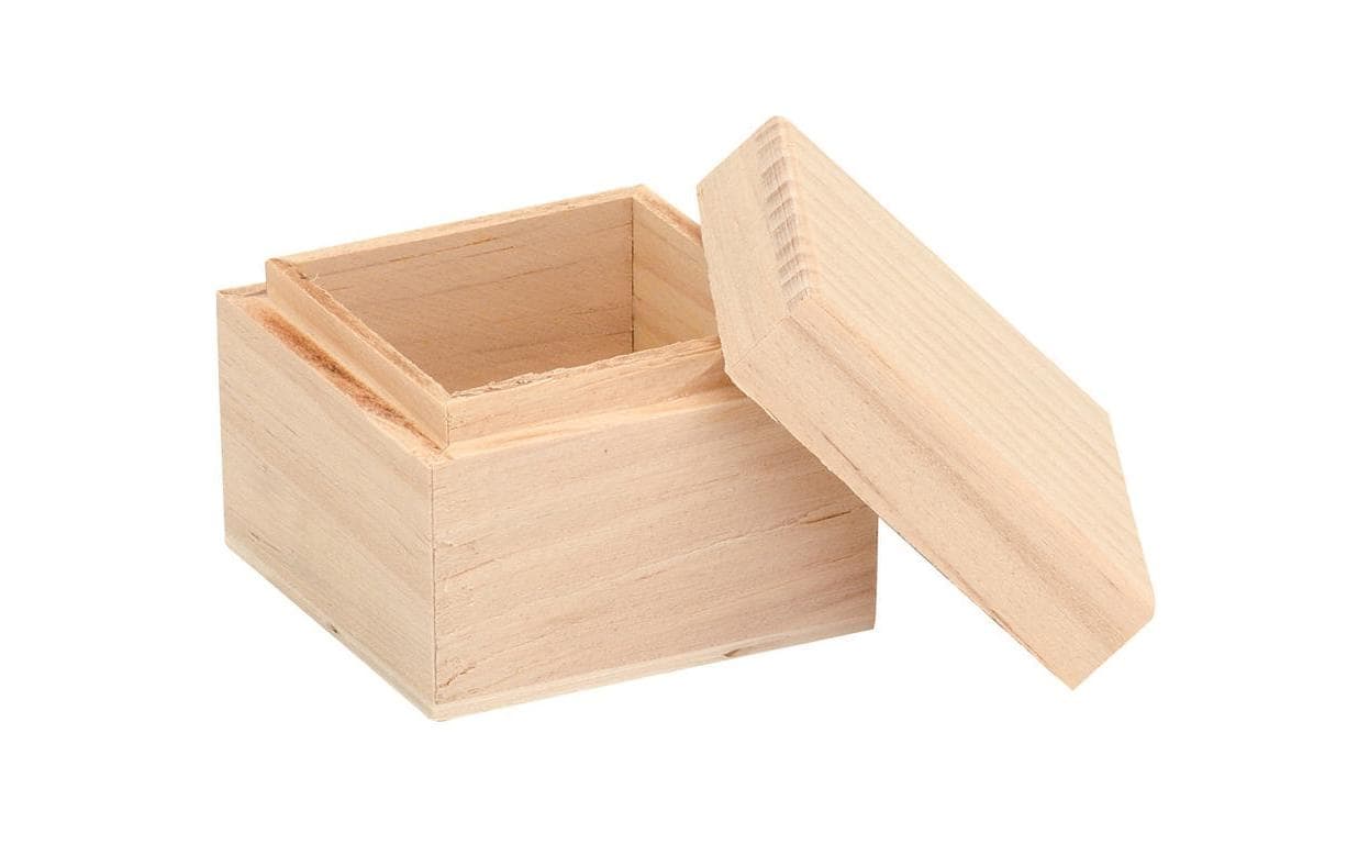 GLOREX Holzbox, Kiefer, Beige, 6 × 5 × 6 cm, Quadratisch, FSC, 61682600
