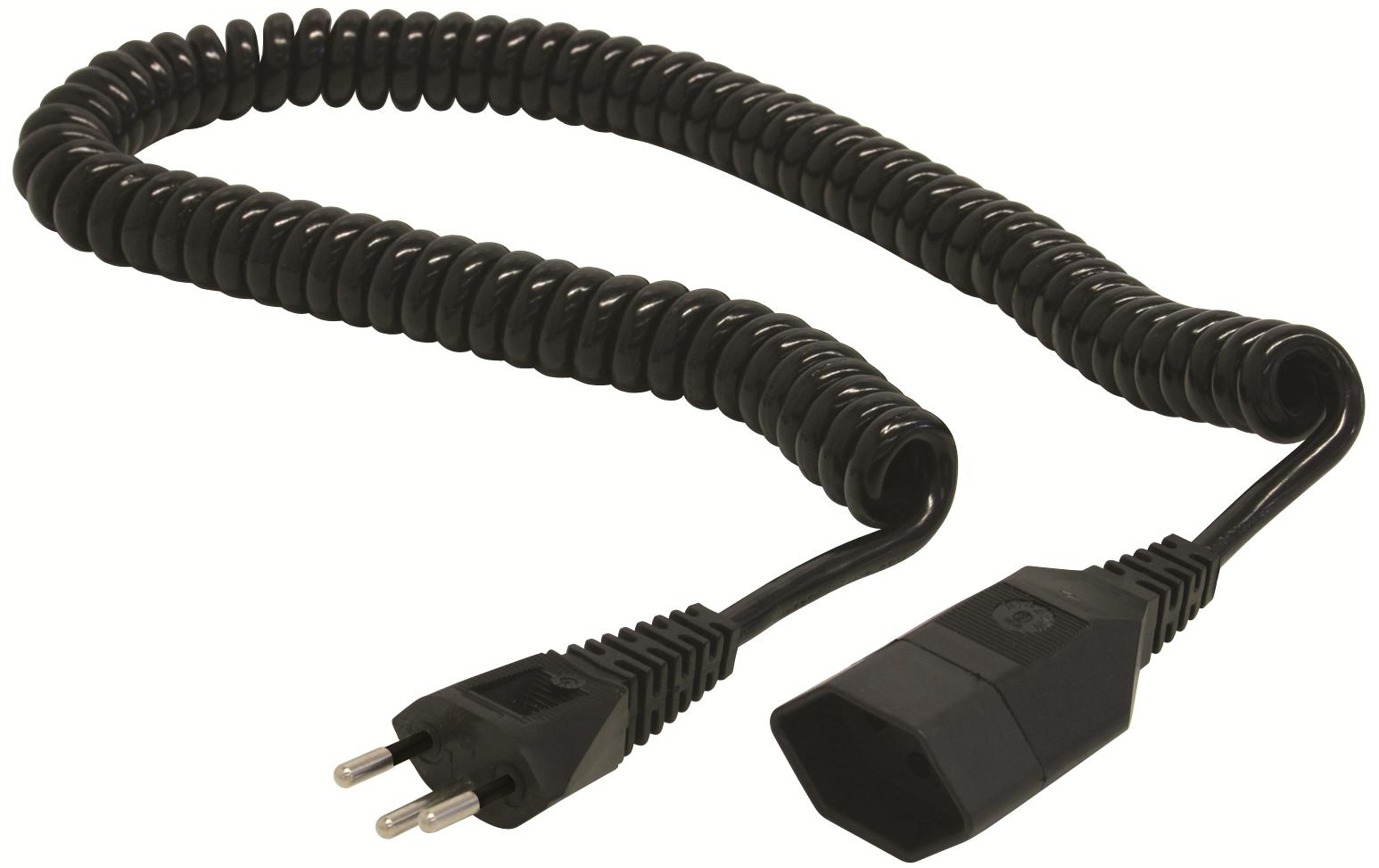 Steffen Verlängerungskabel, T12–T13, 4 m, 1 mm², angespritzt, Ruhezustand 1 m – schwarz